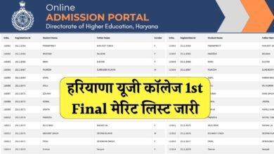 Haryana College UG 1st Merit List 2025